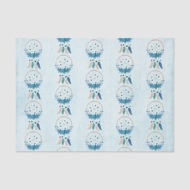 Blue Dreamcatcher Stylish Boho Pattern Tissue Paper (Front)