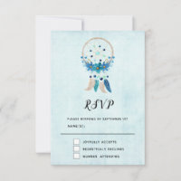 Blue Dreamcatcher with Flowers & Feathers