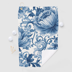 Blue Dreams Floral Watercolor Chinoiserie Golf Towel