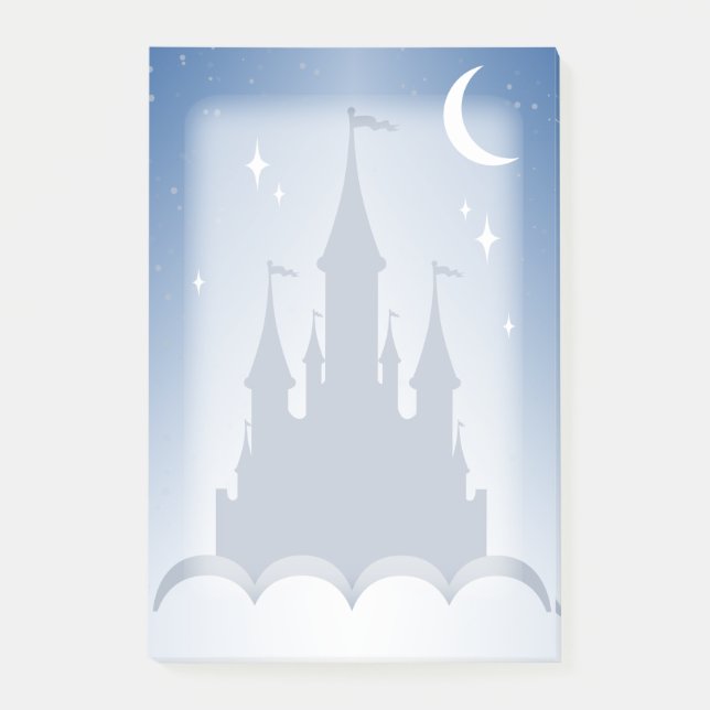 Blue Dreamy Castle In The Clouds Starry Moon Sky Post-it Notes (Front)
