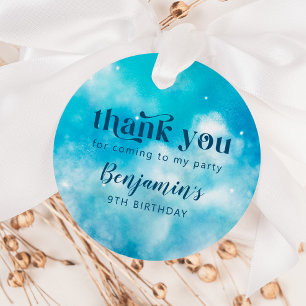 Blue Dreamy Sky Birthday Party Favour Tags