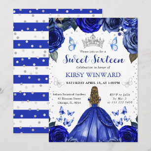 Blue Dress Blonde Princess Sweet 16 Invitation