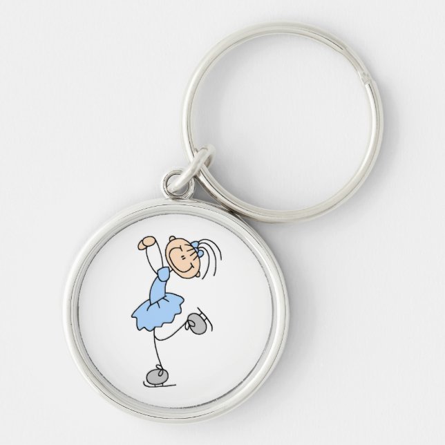 Blue Dress Figure Skater t-shirts and Gifts Keychain (Front)