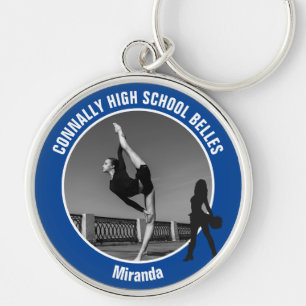 Blue Drill Team Photo High School Dancer Keychain