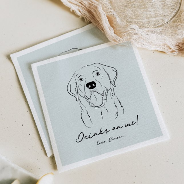 Blue Drinks on Me Dog Sketch Paper Napkin (Creator Uploaded)