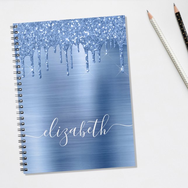 Blue Dripping Glitter Personalized Notebook (Creator Uploaded)