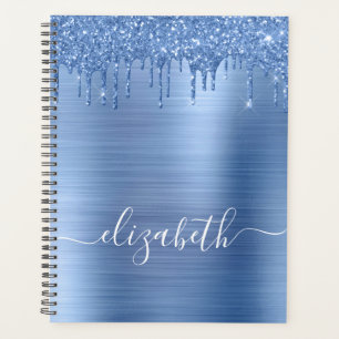 Blue Dripping Glitter Personalized Planner