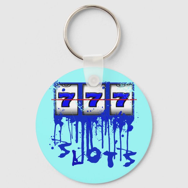 BLUE DRIPPING PAINT SLOTS KEYCHAIN (Front)