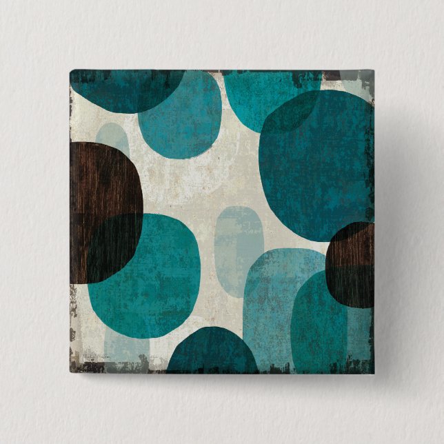 Blue Drips 2 Inch Square Button (Front)