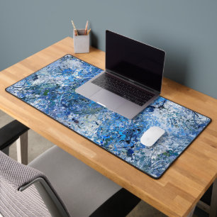 Blue Drops Abstraction Desk Mat