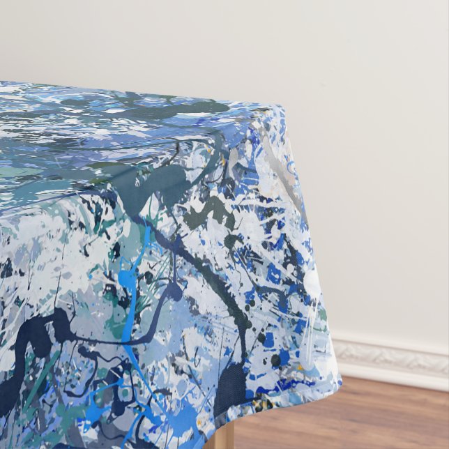 Blue Drops Abstraction Tablecloth (In Situ)