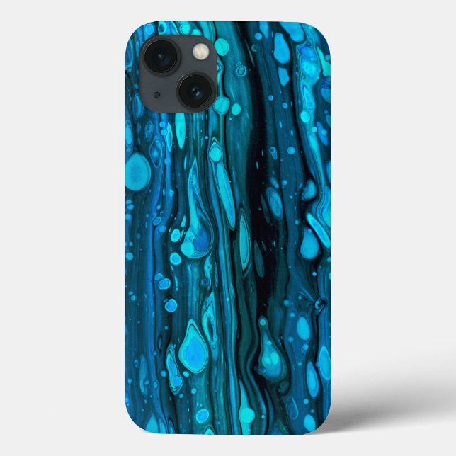 Blue Drops Acrylic Pouring Abstract Fluid Art  Case-Mate iPhone Case (Back)