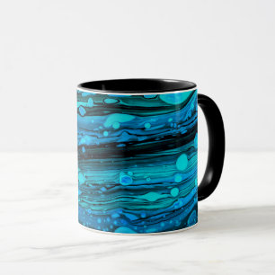 Blue Drops Acrylic Pouring Abstract Fluid Art Mug