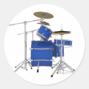 Blue Drum Kit: Classic Round Sticker