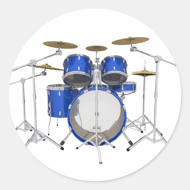 Blue Drum Kit: Classic Round Sticker (Front)