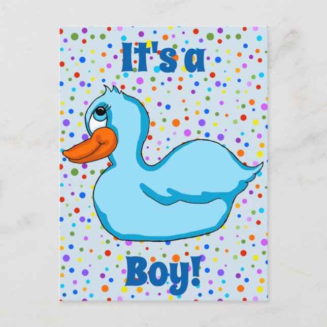 Blue Duck Baby Announcement Postcards (Front)