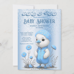 Blue Duck Boy Baby Shower Invitation