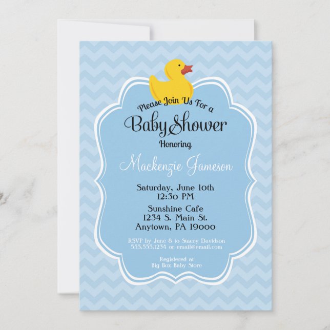 Blue Duck Boy Baby Shower Invitation (Front)