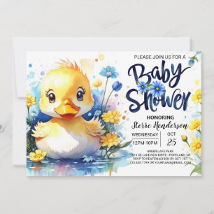 Blue Duckling Baby Shower invitation
