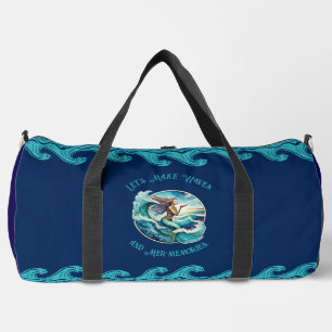 Blue Duffel Bag with Mermaid Design 