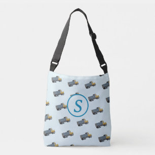 Blue Dump Truck Themed Monogrammed Diaper Bag