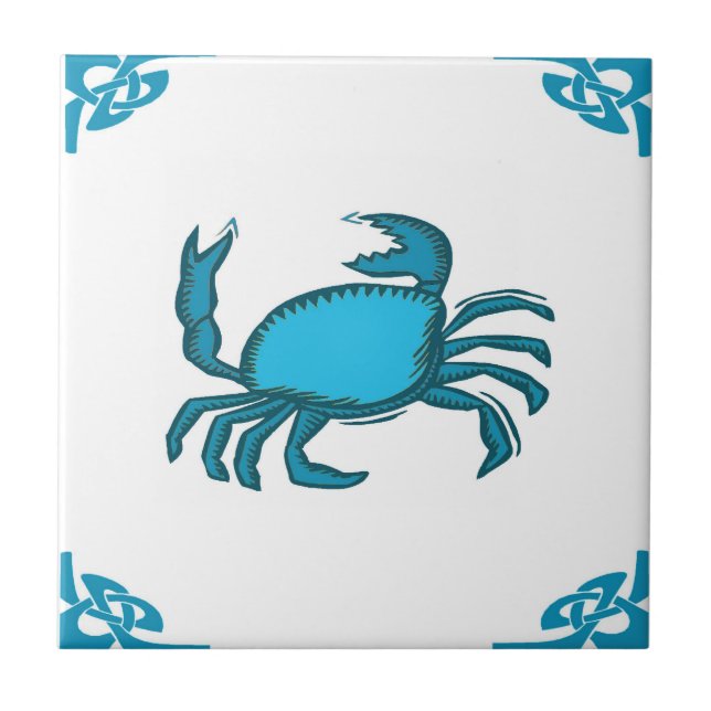 Blue Dutch Crab Delft holland Tile (Front)