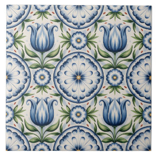 Blue Dutch Delft Pattern  Tile
