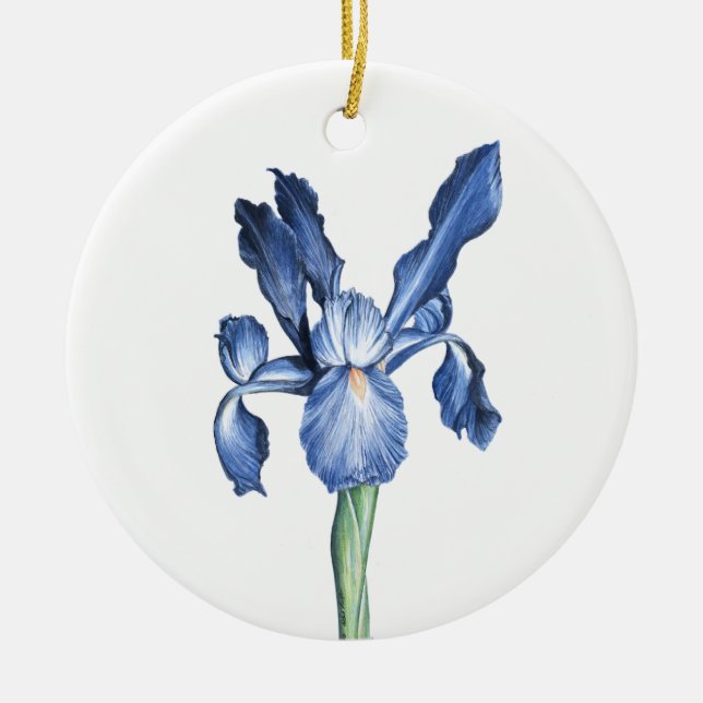 Blue Dutch Iris - Ceramic Ornament (Front)