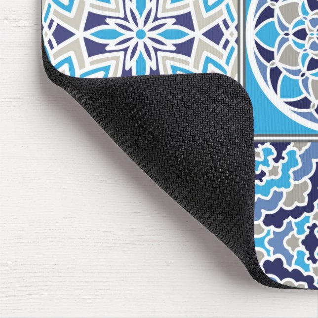 Blue Dutch Tile Pattern Mouse Pad (Corner)