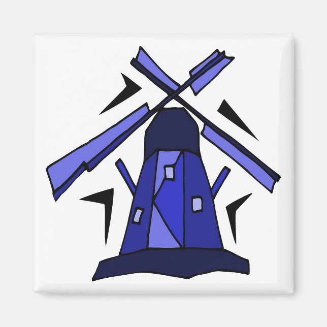 Blue Dutch Windmill Magnet (Front)