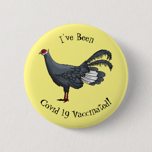 Blue eared pheasant bird cartoon illustration 2 inch round button
