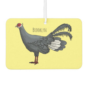 Blue eared pheasant bird cartoon illustration air freshener