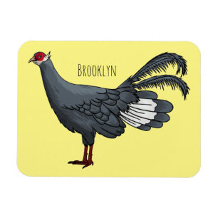 Blue eared pheasant bird cartoon illustration magnet