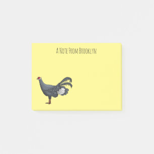 Blue eared pheasant bird cartoon illustration post-it notes