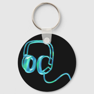 Blue Earphones Keychain