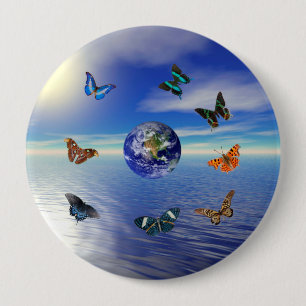 Blue Earth Butterflies 4 Inch Round Button