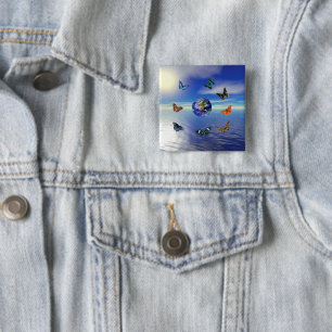 Blue Earth Butterflies Button