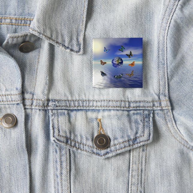 Blue Earth Butterflies Button (In Situ)