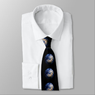 Blue Earth From Space  Inspirational Globe World Tie