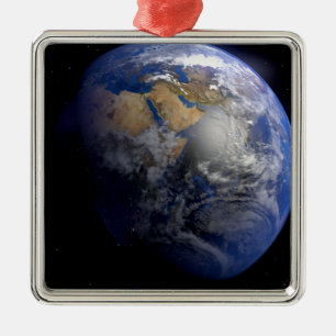Blue Earth From Space  Inspirational Metal Ornament