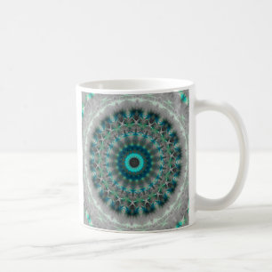 Blue Earth Mandala Kaleidoscope pattern Coffee Mug