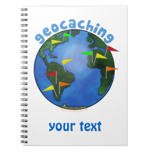 Blue Earth With Flags Geocaching Custom Notebook