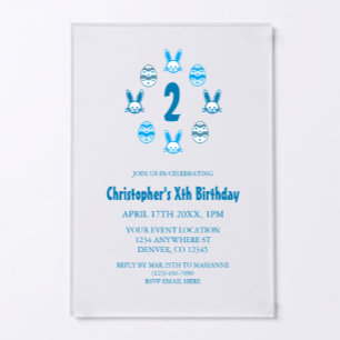 Blue Easter 2nd Birthday Acrylic Invitations
