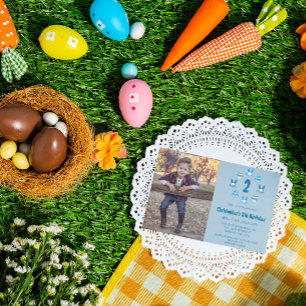Blue Easter 2nd Birthday Invitation