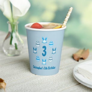 Blue Easter 3rd Birthday Paper Cups