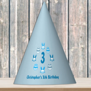 Blue Easter 3rd Birthday Party Hat