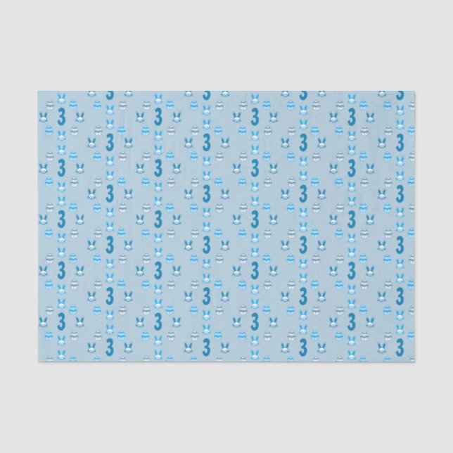 Blue Easter 3rd Birthday Tissue Paper (Front)