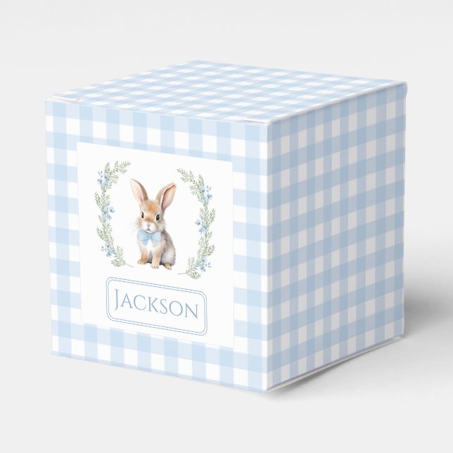 Blue Easter bunny baby boy shower gift favour boxe Favor Box (Front Side)