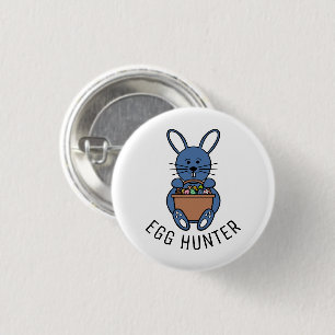 Blue Easter Bunny, Egg Hunter 1 Inch Round Button