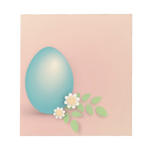 Blue easter egg among flowers and leaves notepad (Front)